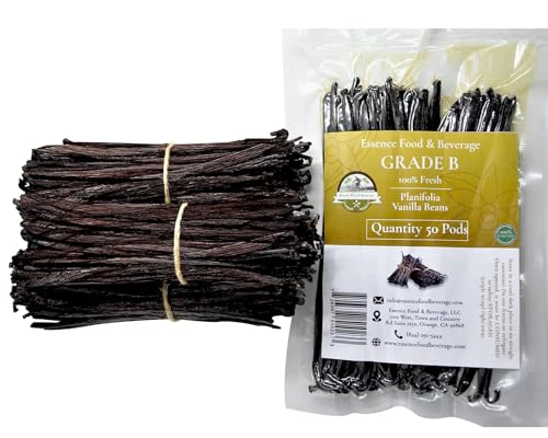 Grade B Vanilla Beans - 50 Count for Premium Extracts & Baking