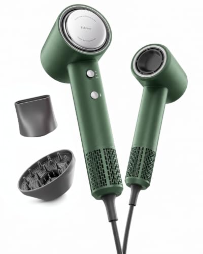 Tideway Green High-Speed 1500W Hair Dryer with Magnetic Diffuser, Lightweight & Travel-Friendly