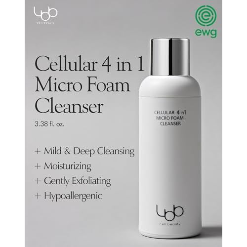 LBB 4-in-1 Micro Foam Cleanser - pH 5.5 Face Cleansing Milk to Bubble Foam - Gentle, Hypoallergenic Deep Cleansing with Moisturizing Finish - Anti Aging Tangerine Cellular Water, 3.38 fl.oz.