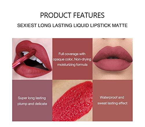 6-Piece Nude Matte Liquid Lipstick Set, Waterproof 24H