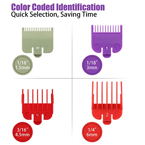 Professional Hair Clipper Guard Set for Wahl & More - 4 Color-Coded Attachments