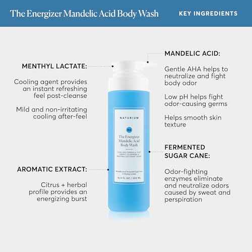 Naturium The Energizer Body Wash, Cooling & Refreshing Formula with Mandelic Acid, Deeply Cleanses & Neutralizes Body Odor, 16.9 oz
