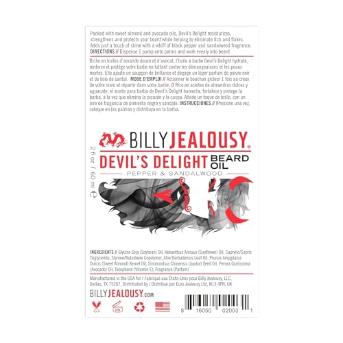 Billy Jealousy Beard Oil for Men, Lightweight, Low Shine, and Hydrating Beard Moisturizer for Softer Hair, Helps Prevent Itching and Flakes