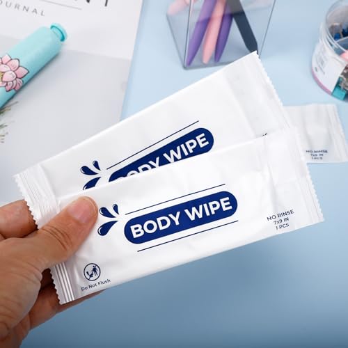 200pcs Body Wet Wipes Individually Wrapped, Wet Wipe with Aloe, Hand Wipe for Travel Gym Camping, Adults Bathing No Rinse