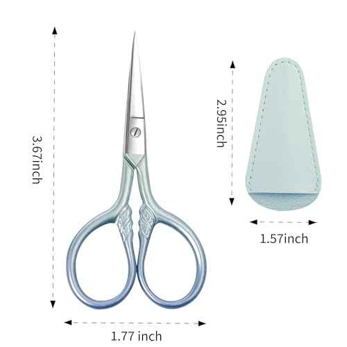 2 Pcs Eyebrow Scissors for Women, Professional Grooming Mini Scissors with Stainless Steel Straight Tip, 3.5 Inch Pink Small Scissors, Beauty Kit for Personal Care with PU Case, Gradient Blue