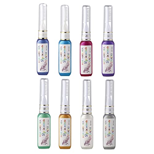 Temporary Washable Hair Color Mascara Stick - Non-Toxic, Vibrant Hair Dye for Girls & Women (8PCS)