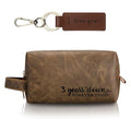 3rd Years Leather Anniversary Present for Him, 3 Years Wedding Gifts for Husband Anniversary, Engraved PU Leather Toiletry Bag and KeyChain