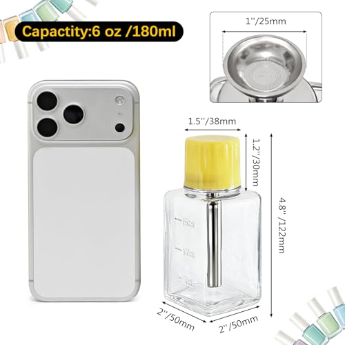 6oz Glass Pump Dispenser Bottle with Push-Down Metal Cover