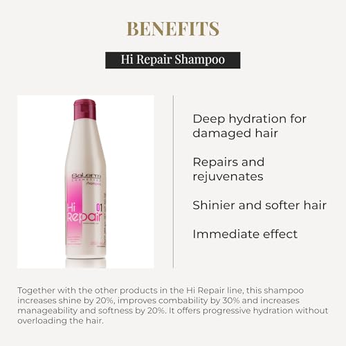 SALERM - Repair Shampoo - Hi Repair Shampoo - 250 ml - Deep Hydration for Damaged Hair - Repairs and Rejuvenates - Shinier and Softer Hair - Immediate Effect