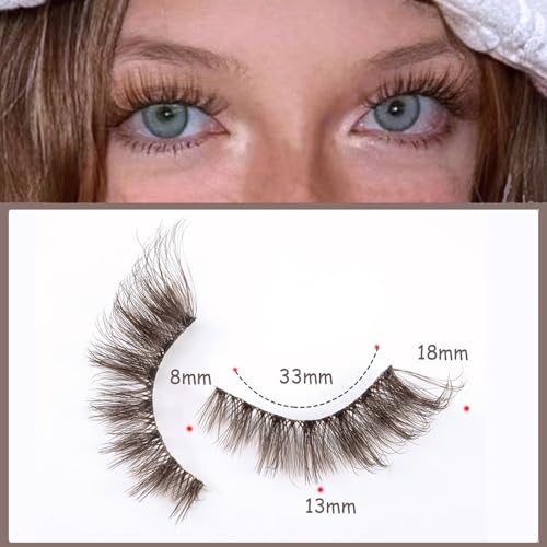 Brown Fox Eye False Eyelashes - 9 Pairs 3D Volume Wispy Strip Lashes