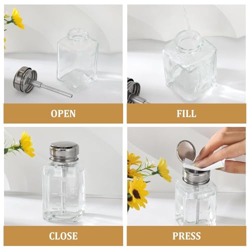 6oz Glass Push-Down Pump Dispenser for Acetone & Nail Polish