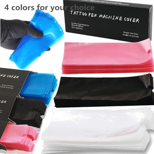 Tattoo Machine Pen Covers 200pcs - 65x180mm Clear Sleeves