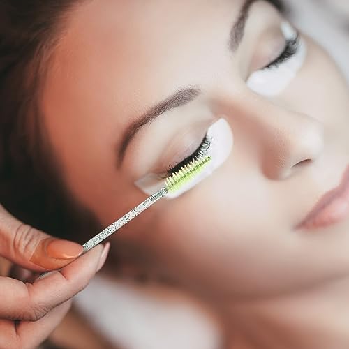 Skylety 1000 Pcs Disposable Mascara Wands Bulk Eyelash Brush Spoolies Makeup Applicator Eyelash Wands for Eye Lash Extension, Eyebrow Comb, 3.9 x 0.2 x 0.3 Inch(Glitter,Colorful)