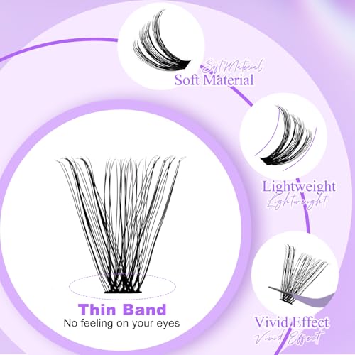 DIY Wispy Lash Extension Kit Individual Spike Manga Lash Clusters Kit with Bottom Lashes, Lash Bond and Seal, Lash Tweezers Eyelash Extension Kit for Self Use(40+50,12-18mm,0.07D,Kit)