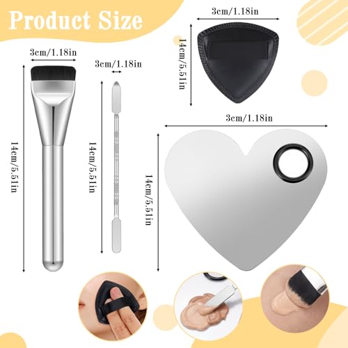 Makeup Mixing Palette Set with Spatula, Brush & Puff - 4PCS