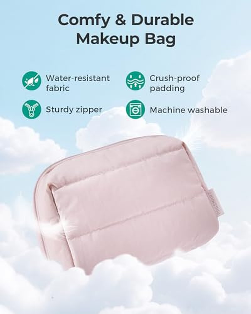 BAGSMART Puffy Makeup Bag - Water-Resistant Organizer for Travel