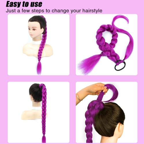 Purple Ponytail Extension 24 Inch with Elastic Tie