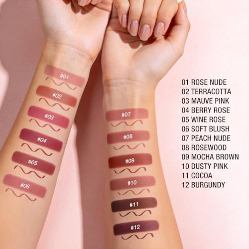 LANGMANNI 2-in-1 Lipstick & Lip Liner Set - Pack of 4, 6 Color Varieties, Long-Lasting Matte Finish