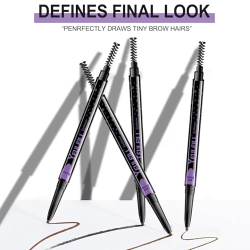 Gray Eyebrow Pencil with Brush - Waterproof Dual-Tip Brow Pen
