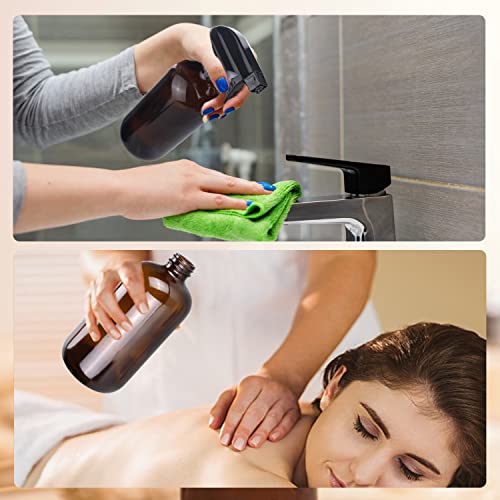 16 oz Amber Glass Spray Bottle with Adjustable Nozzle