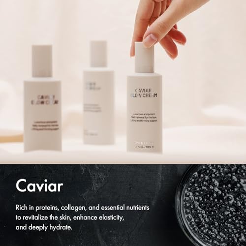 TwentyKEI Caviar Glow Cream, Firming & Hydrating Moisturizer with Peptides, 50ml