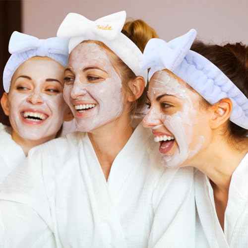 Semato Bachelorette Party Favor Set - Bride & Bridesmaid Spa Headbands (1 Bride + 7 Blue)