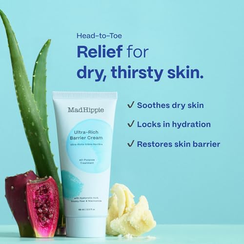 Mad Hippie Ultra-Rich Barrier Cream, Travel-Friendly ? Multi-Purpose Moisturizer with Hyaluronic Acid, Niacinamide & Vitamin C, Lotion for Extremely Dry Skin, Vegan & Cruelty-Free, 2 Oz