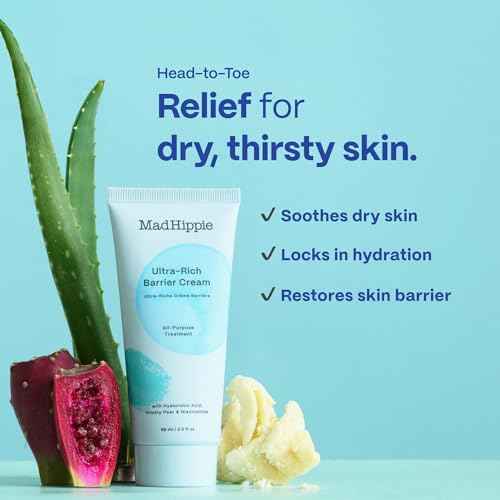 Mad Hippie Ultra-Rich Barrier Cream, Travel-Friendly ? Multi-Purpose Moisturizer with Hyaluronic Acid, Niacinamide & Vitamin C, Lotion for Extremely Dry Skin, Vegan & Cruelty-Free, 2 Oz