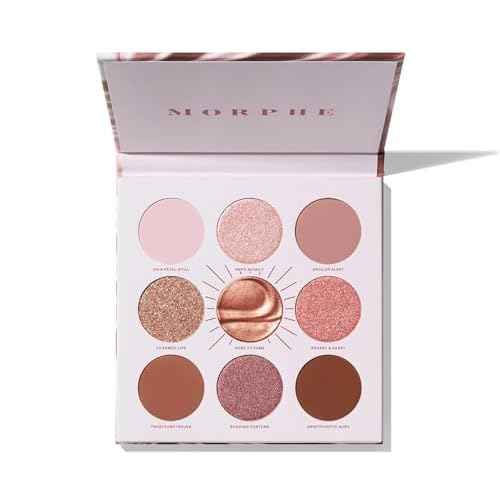 Morphe Rich & Foiled Artistry Palette - 9-Pan Metallic Eye Makeup Palette with Luxe Mattes, Shimmers, and Foil-Finishes - Mauve & Pink Colors with Luminous Shine - Rose to Fame (0.35 oz)