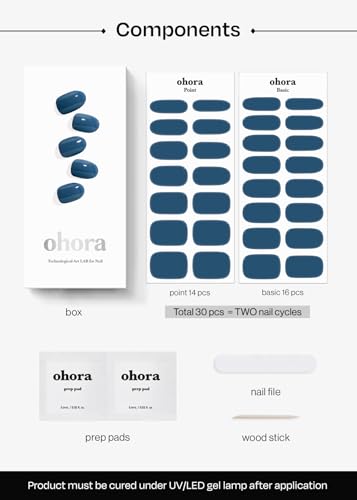 ohora Semi Cured Gel Nail Strips - Blue Indigo