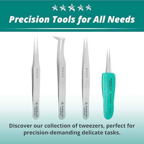 Excelta M-3-CO Cobaltima Miniature Straight Very Fine Point Tweezers, Heat Resistant to 932¡ÆF, Anti-Magnetic, 3.13" Long, Elite