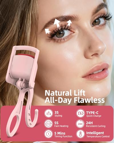 Heated Eyelash Curler - 5s Fast Heat, 24H Curl, Type-C Charge