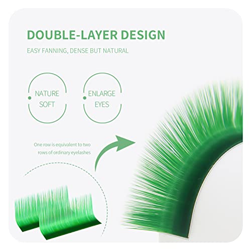 Colored Eyelash Extensions Green 0.07 D Curl 8-15mm Mixed