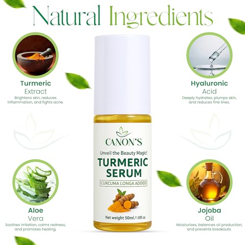 Turmeric Brightening Serum for Face with Hyaluronic Acid, Aloe Vera, Vitamin C & E ? Brightening, Hydrating & Dark Spot Facial Serum ? Leaves Skin Soft, Smooth / 1.69 fl oz
