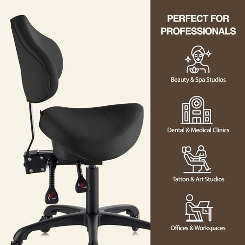 Ergonomic Saddle Chair with Back Support - 400 lb Capacity