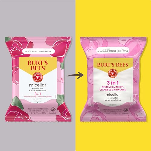 Burt's Bees Micellar Rose Water Facial Wipes - Makeup Remover Cloths
