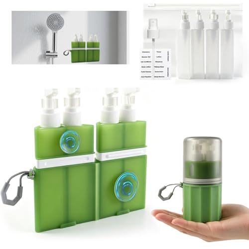 4-in-1 Travel Dispenser Bottles Set, 55ml Leakproof Silicone Containers