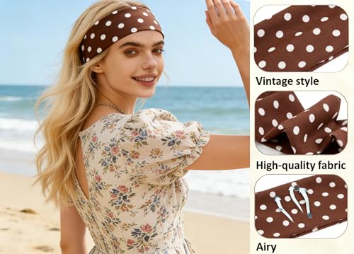 Polka Dot Wide Headbands for Women, 2-Pack Black & White