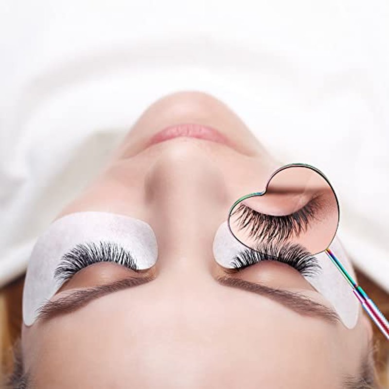 Suclain 2 Pieces Lash Extension Mirror Lash Mirror for Eyelash Extensions Lash Extensions Heart Shape Strong Stainless Steel Eyelash Mirror Rainbow Color Mirror for Makeup Lash Supplies Tools