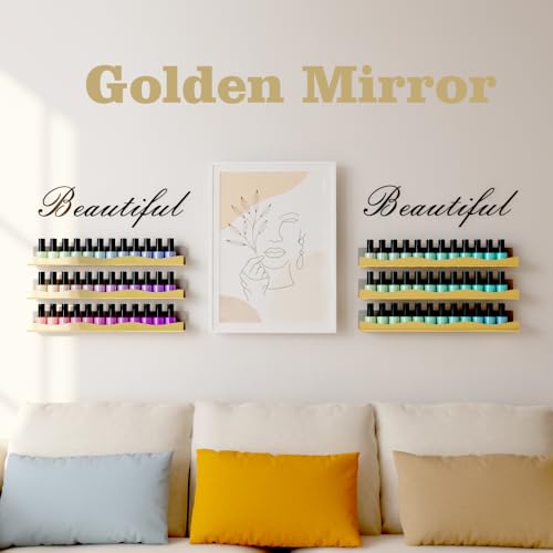 YMVV 15" Gold Mirror Nail Polish Organizer Rack