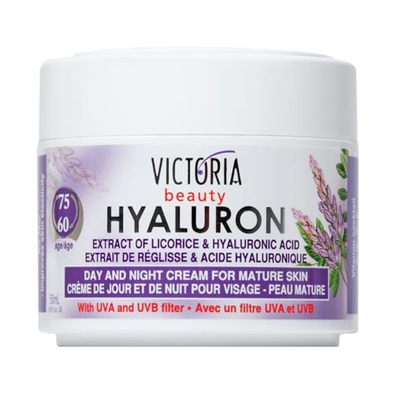 Hyaluron Anti-Wrinkle Cream with Licorice Extract - for Mature Skin (Age 60+) - Intensive Natural Cream for Day & Night With UV Filters