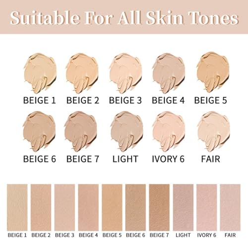 Liquid Foundation Cream, Full Coverage Matte Concealer Base Primer for Face Makeup, Waterproof Longwearing Flawless Makeup Base Foundation Hides Wrinkles & Lines for All Skin Tone (BEIGE 5, 1.3 Fl Oz)