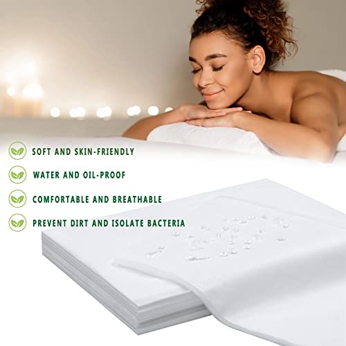 XATUMO 100 Pack White Disposable Massage Bed Sheets 31 x 71 Inches Spa Covers