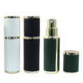 Travel Perfume Bottles Set - 3 Refillable Leak-Proof Mini Dispensers in White, Black, Green