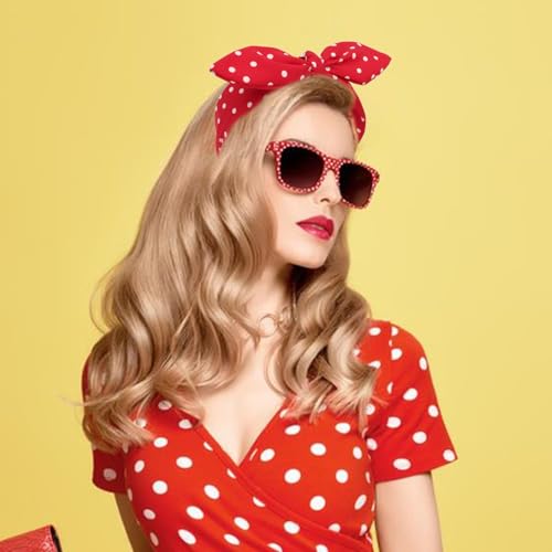 Aushamtai 4PCS Polka Dot Bunny Ears Knot Headbands for Women Girls - Adjustable Hair Accessories