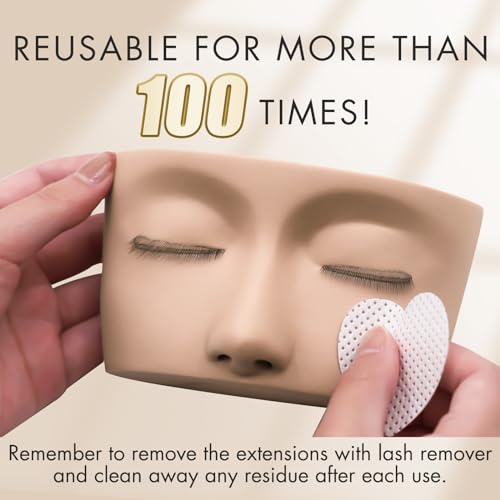3 Lash Layers Lash Mannequin Head For Eyelash Extension, Lash Extension Practice Face for Beginners Reusable Makeup Massage Training Supplies
