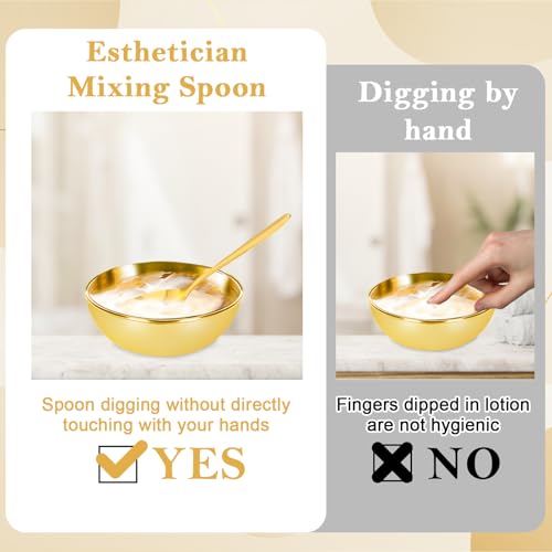Gold Facial Tray Set with 4 Mixing Bowls & 4 Spoons
