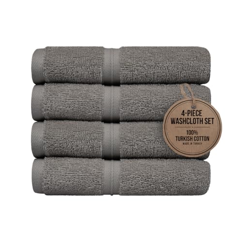 Turkish Cotton Washcloths Set of 4 - Quick Dry & Absorbent