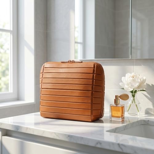 Large Travel Makeup Organizer Bag with Adjustable Dividers
