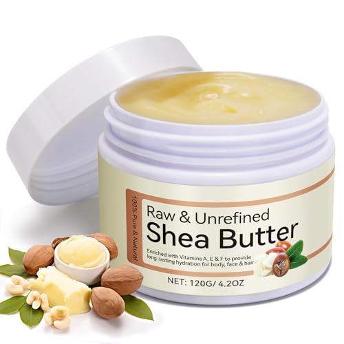 100% Pure & Nature Shea Butter - 4.2 oz Moisturiser Deep Hydration Nourishment Nourishing Vitamins Non-greasy Raw Shea Butter For All Skin Types Body & Hair Type